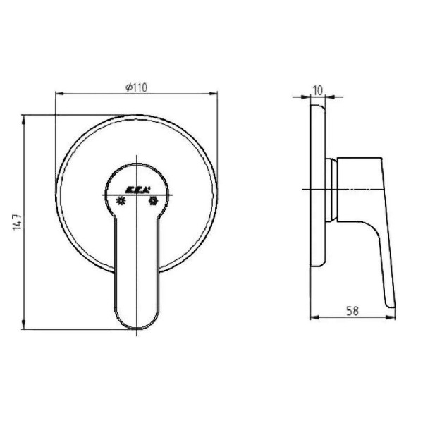 Смеситель для душа E.C.A. Luna внешняя часть хром (102167106EX-Y) Смеситель для душа E.C.A. Luna внешняя часть хром (102167106EX-Y)
