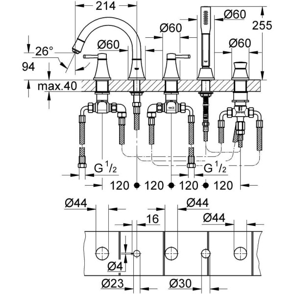 Смеситель для ванны и душа Grohe Grandera (19919000)