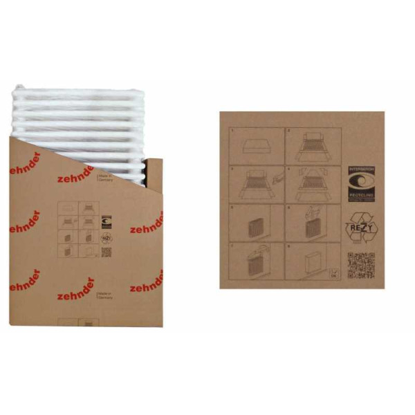 Радиатор стальной Zehnder 3057/8 №V001 8 секций 1/2" RAL 9016 подключение нижнее, левое