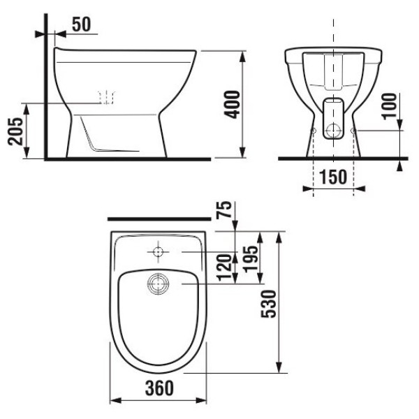 Биде напольное Jika Lyra plus 545х360х400 (8.3238.1.000.304.1)