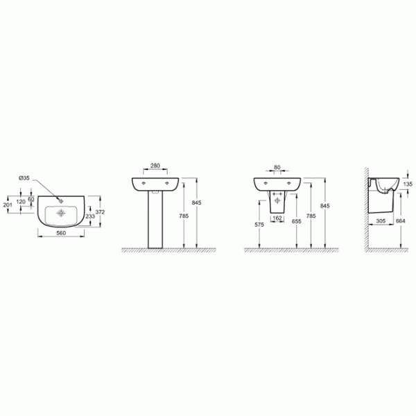 Раковина подвесная Jacob Delafon Odeon UP 372х560х135 (E4755G-00)