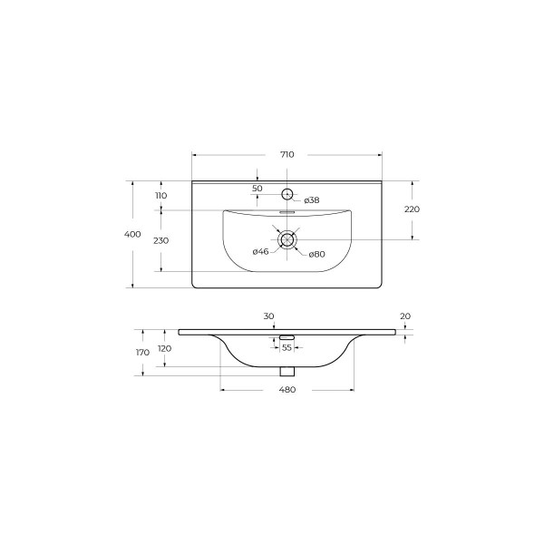Раковина мебельная BelBagno 71x40 белая глянцевая (BB-8099-3-70) Раковина мебельная BelBagno 71x40 белая глянцевая (BB-8099-3-70)