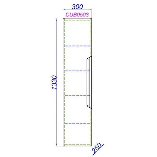 Пенал подвесной Aqwella Cube 300x1330x250 серый матовый (CUB0503GR)