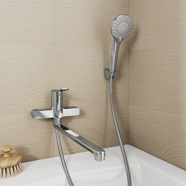 Смеситель для ванны и душа Milardo Demi с душевым комплектом, хром (DEMSB00M10)