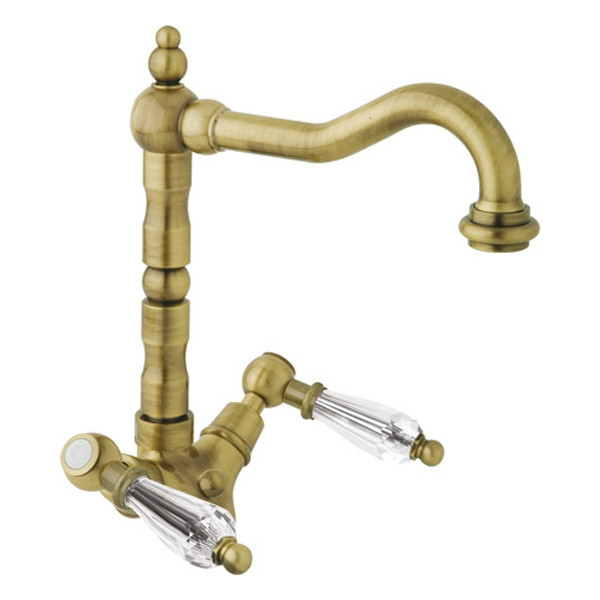 Смеситель для раковины Cezares Diamond бронзовый, ручки рычаг - кристалл Swarovski (DIAMOND-LS2-02-Sw)