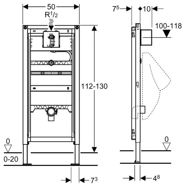 Инсталляция для писсуара Geberit Duofix (111.686.00.1)