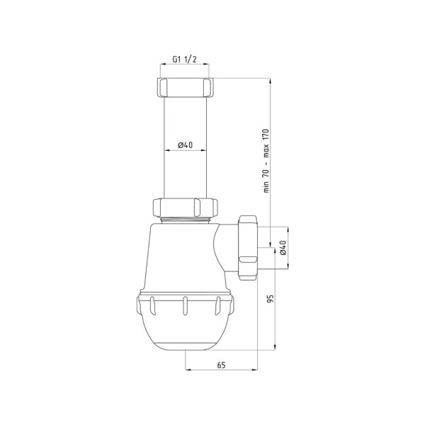 Сифон 40 мм. бутылочный АНИ "Грот" для донного клапана (без выпуска) АНИ пласт (A0120) Сифон 40 мм. бутылочный АНИ "Грот" для донного клапана (без выпуска) АНИ пласт (A0120)