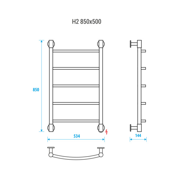 Полотенцесушитель электрический Energy H2 chrome G6 850х500 хром