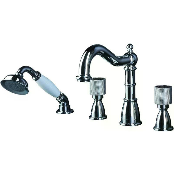 Смеситель на борт ванны Boheme Royal Cristal CR (хром) (396-Royal/CRST black)