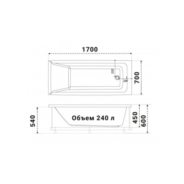 Ванна акриловая Triton Тори 170x70 (ST36)