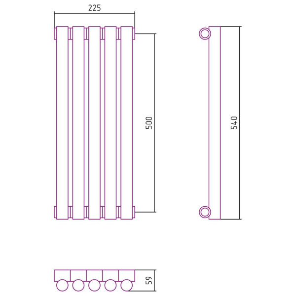 Дизайн-радиатор Сунержа Эстет-1 500*225 5 секций белый (12-0301-5005)