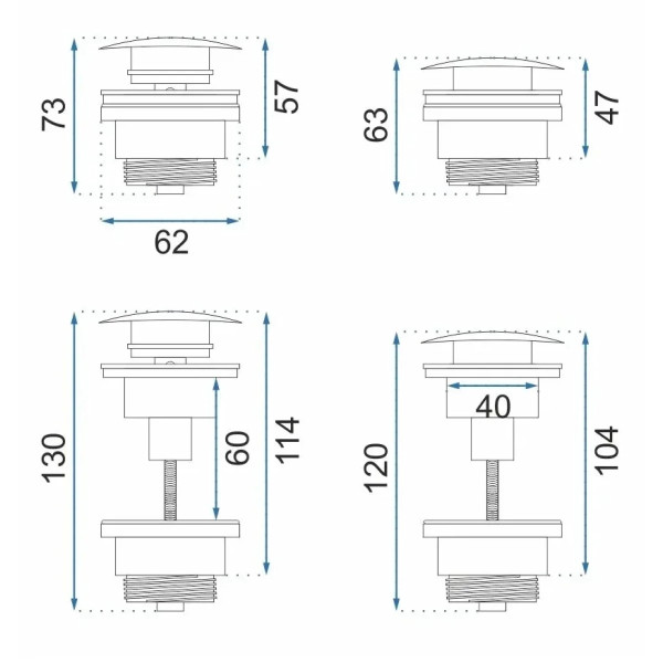 Донный клапан клик-клак для раковины универсальный Rea Copper mat медь (REA-A5698)