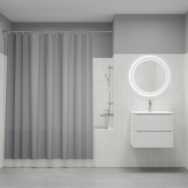 Шторка для ванны текстиль Iddis 200x180 полиэстер светло-серый (BS07P18i11)