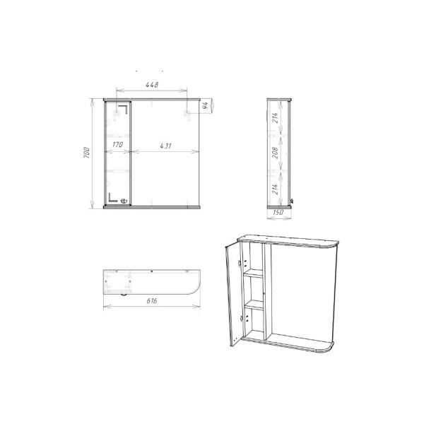 Шкаф зеркальный Домино Классик 60 левый (DA1052HZ) Шкаф зеркальный Домино Классик 60 левый (DA1052HZ)