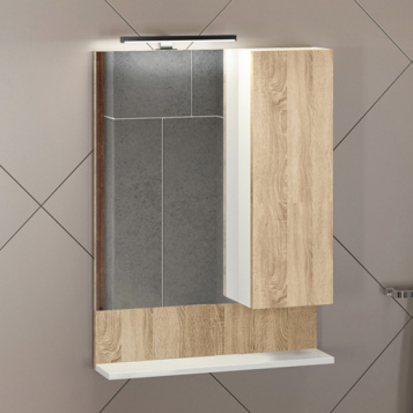 Шкаф зеркальный Comforty Парма 600x800x130 дуб дымчатый матовый (00-00001342)