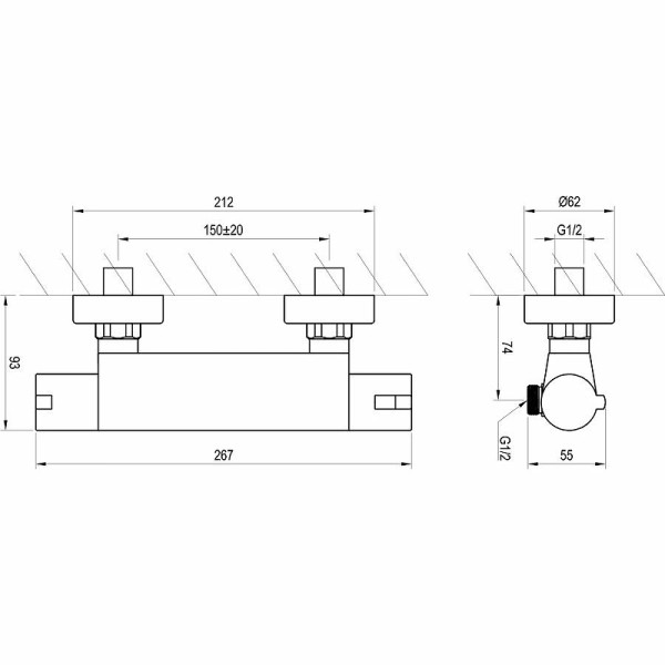 Смеситель для ванны и душа Ravak термостатический TE 072.00/150 хром (X070051)