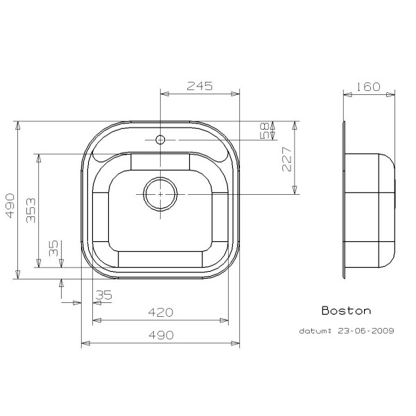 Мойка для кухни врезная Reginox Boston R 490x490 Lux