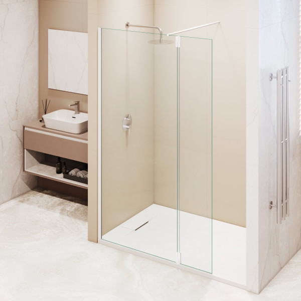Душевая перегородка RGW WA-050W (WA-002W + Z-070W) 600 стекло прозрачное, профиль Белый (351005063-15)