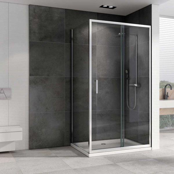 Душевой уголок Abber Schwarzer Diamant 100x130 стекло прозрачное, профиль профиль хром (AG301305-S1005)
