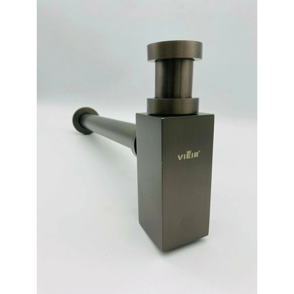 Сифон 32 мм. для донного клапана с отводом Vieir (латунь, графит, прямоугольный) (VRQ47G)