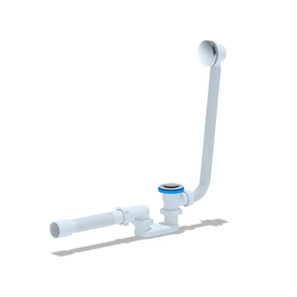 Обвязка для ванны АНИ с выпуском 1 1/2"*40 клик-клак, плоский сифон, с гибкой трубой 375*40/50, (сетка) АНИ пласт (EC055S)