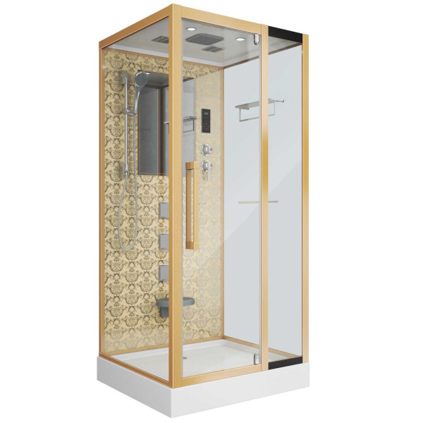 Душевая кабина Niagara с гидромассажем Luxe 1000*900*2200 стекло прозрачное, профиль золотой (NGL-7714G) Душевая кабина Niagara с гидромассажем Luxe 1000*900*2200 стекло прозрачное, профиль золотой (NGL-7714G)