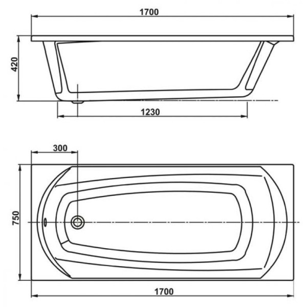 Ванна акриловая VagnerPlast Ebony 170 170х75х42 (VPBA170EBO2X-04)