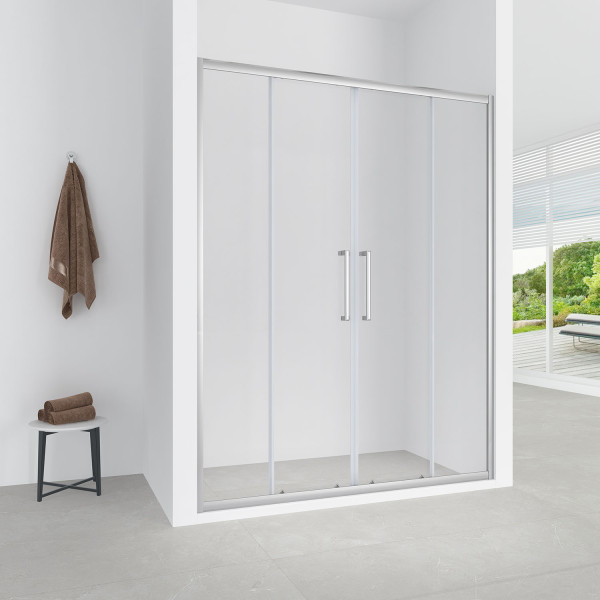 Дверь душевая Loranto 150x190 стекло прозрачное, профиль хром (CS-AB04C-150)