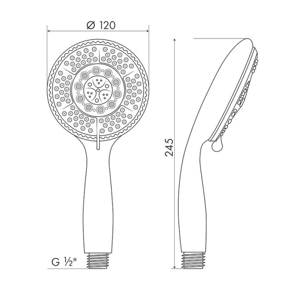 Душевая лейка Melodia 3 функции, d120мм, хром мат/серый (MKP20554P)