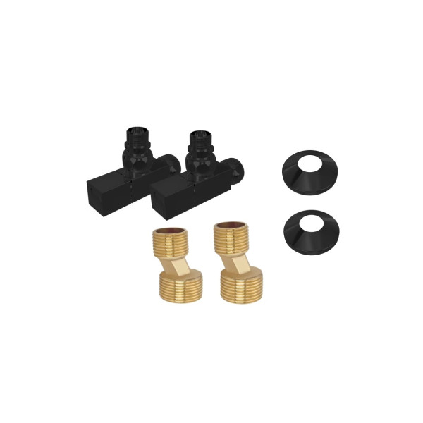 Комплект фитингов для нижнего подключения водяных полотенцесушителей Aquatek черный муар (AQ 2020BL)