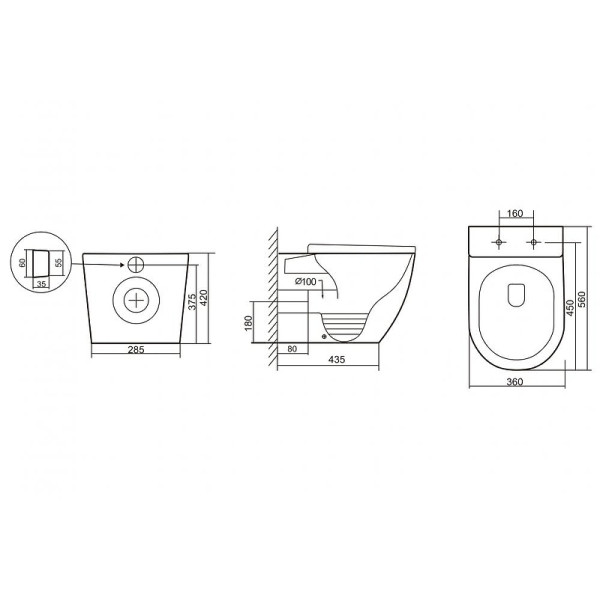 Унитаз приставной Abber Bequem безободковый, смыв торнадо белый (AC1111T) Унитаз приставной Abber Bequem безободковый, смыв торнадо белый (AC1111T)