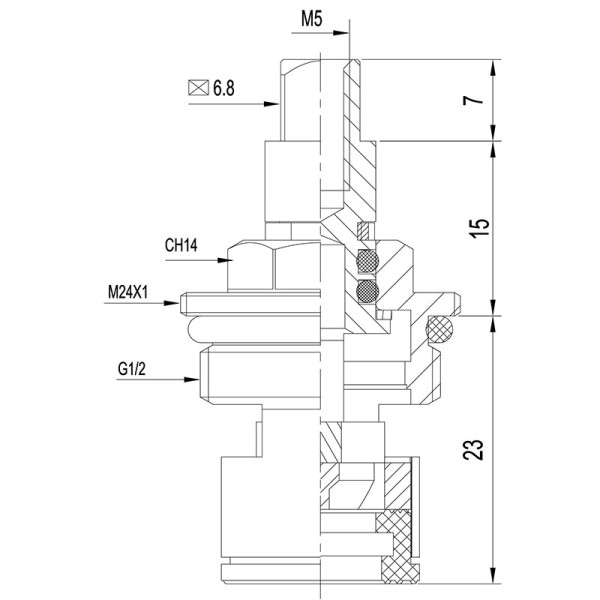 Кран-букса Melodia керамика 1/2" квадрат 7мм под крест (поворот 90град.) (MKP06624WC) (мод. 086)