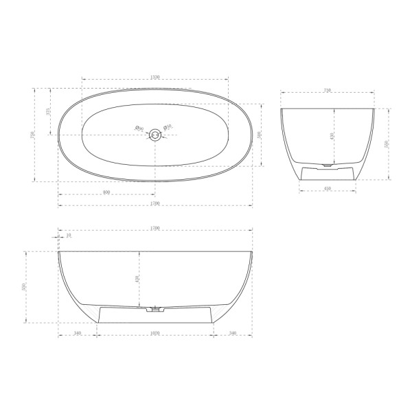 Ванна карбоновые Abber Karbon 170x75 черная (AK9001-1.7)