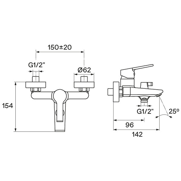Смеситель для ванны и душа Santek Найра с душевым комплектом хром (WH5A10001C001)