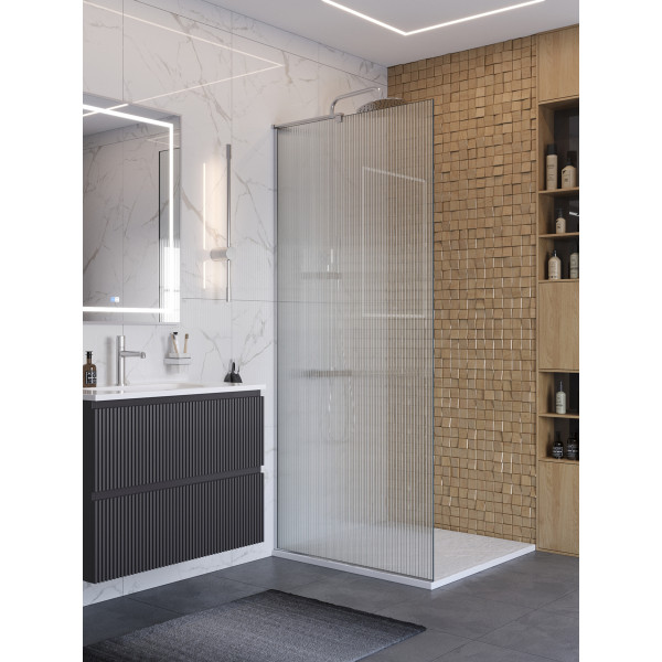 Душевое ограждение BelBagno Uno 90x200 стекло рифленое, профиль хром глянцевый (UNO-L-1-TB-90-FL-Cr)