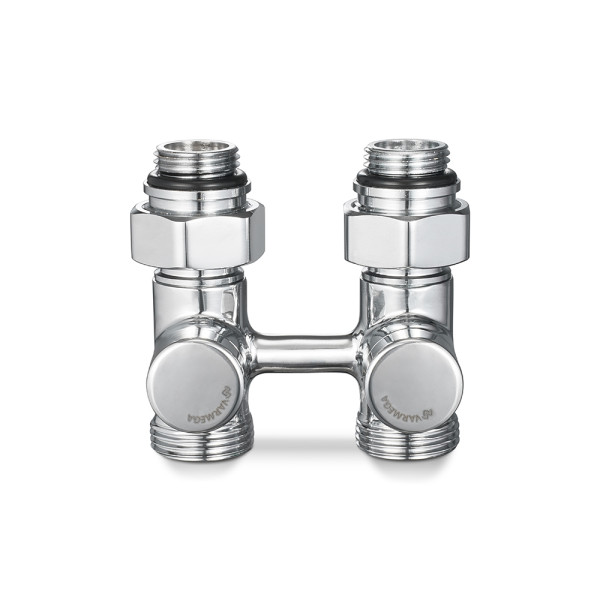 Фитинг двойной со встроенным шаровым краном 1/2"х3/4"(18)ЕК Varmega VMDV21 (хром) (VMDV21-400415)