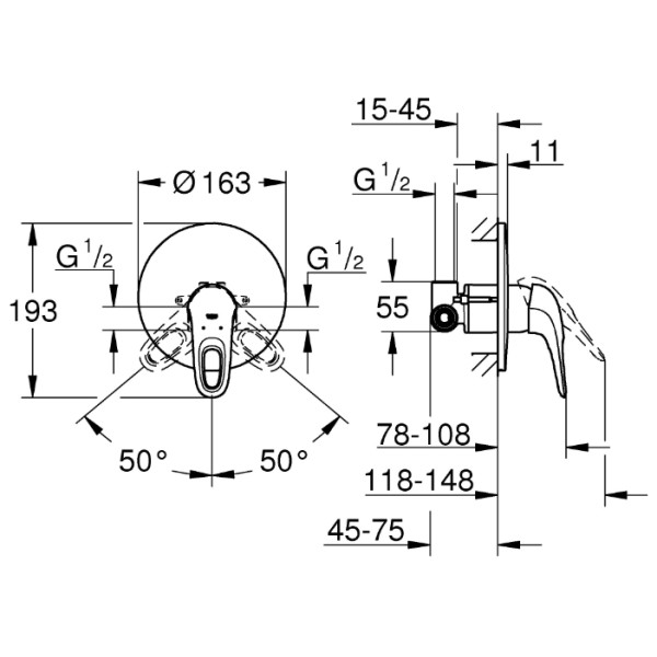Смеситель для душа Grohe Eurostyle встраиваемый (33635003)