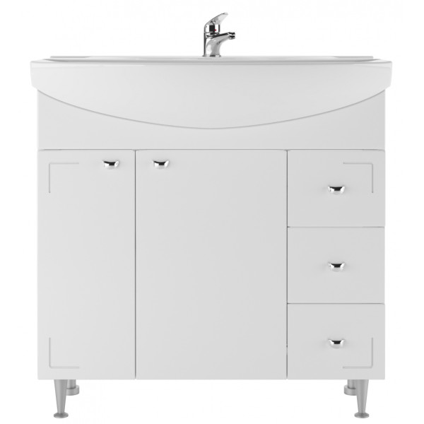 Тумба напольная Элеганс 85 Классик с 3 верхними ящиками В3 Айсберг Домино (DA1136T) Тумба напольная Элеганс 85 Классик с 3 верхними ящиками В3 Айсберг Домино (DA1136T)