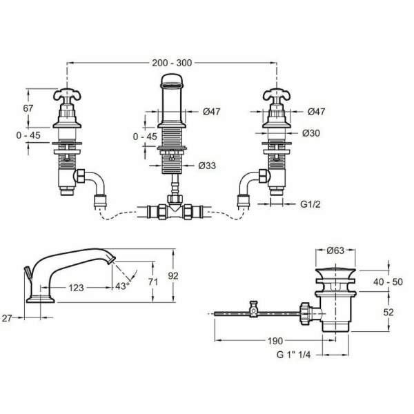 Смеситель для раковины Jacob Delafon Cleo 1889 золотой (E24306-BGG)