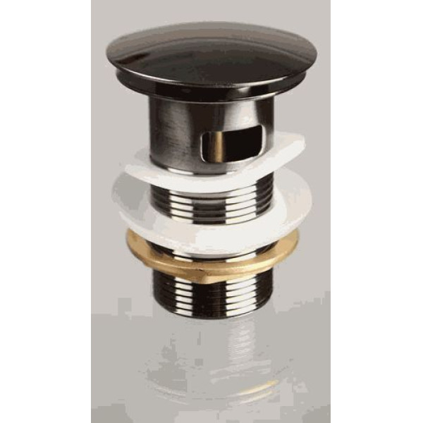 Донный клапан для раковины TeRma 1 1/4" (32 мм.) Click-Clack (с большой кнопкой и переливом, black pearl) (10111) Донный клапан для раковины TeRma 1 1/4" (32 мм.) Click-Clack (с большой кнопкой и переливом, black pearl) (10111)