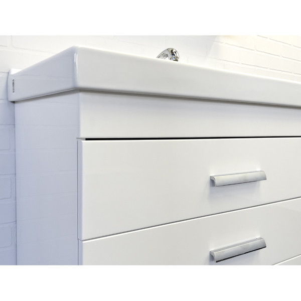 Тумба напольная Comforty Никосия 800x860x450 дуб белый матовый с раковиной (00-00001509)