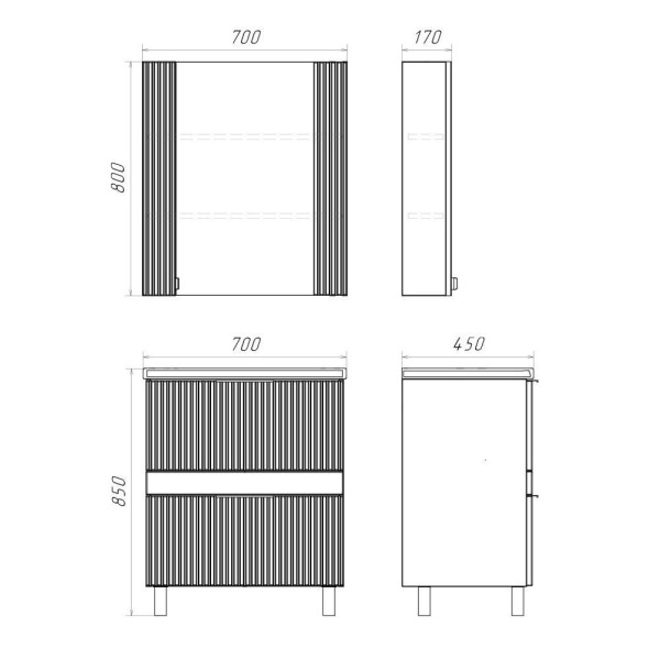Тумба напольная Comforty Лима 700x850x450 антрацит матовый с раковиной (00-00019179)