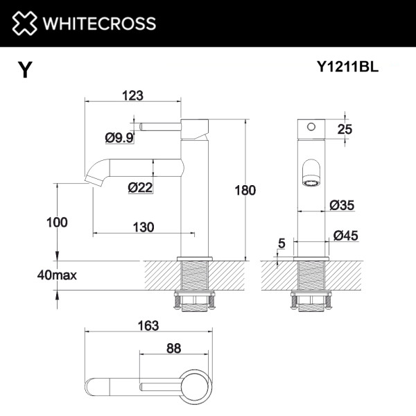 Смеситель для раковины Whitecross Y черный мат (Y1211BL)