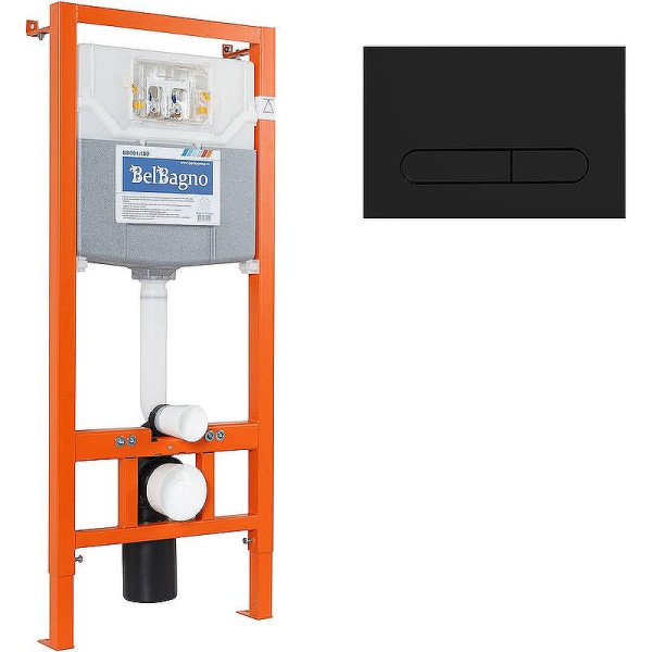 Инсталляция для унитаза с клавишей BelBagno черный (BB001-120/BB007-PR-NERO.M)