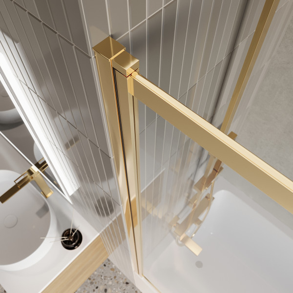 Душевая шторка для ванны BelBagno Luce 90x145 стекло прозрачное, профиль золото глянцевое (LUCE-VF-11-90/145-C-ORO) Душевая шторка для ванны BelBagno Luce 90x145 стекло прозрачное, профиль золото глянцевое (LUCE-VF-11-90/145-C-ORO)