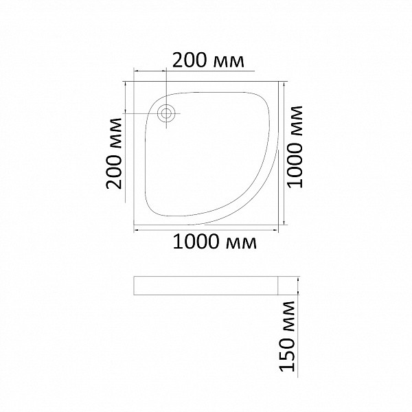 Душевой поддон BandHours Odissey-Tray 100х100х15 белый