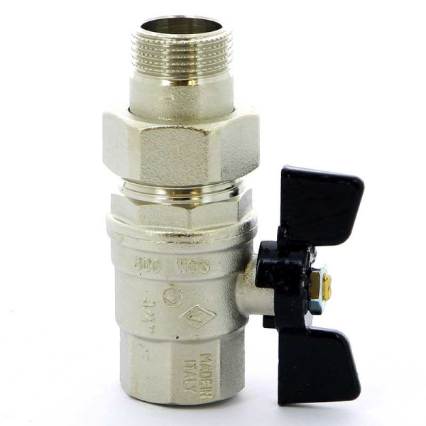 Кран Bugatti 3/4" шаровый со сгоном Oregon 322 (черная бабочка) (03220032)