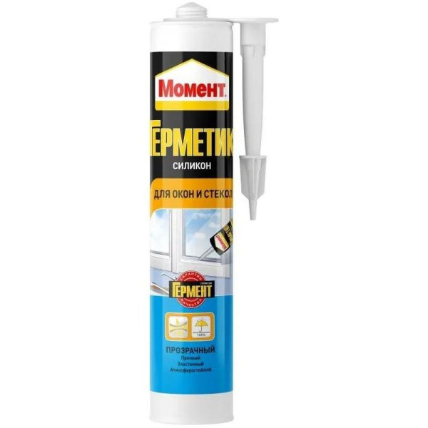 Герметик силиконовый для окон и стекол Момент 280 мл. (прозрачный) (2002677)