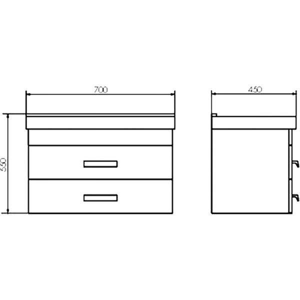 Тумба подвесная с раковиной Comforty Никосия 700x450x550 дуб темный (00-00008855)