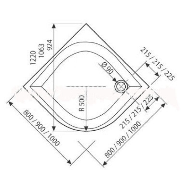 Душевой поддон Ravak Elipso-90 PAN 90х90 белый (A227701410) Душевой поддон Ravak Elipso-90 PAN 90х90 белый (A227701410)